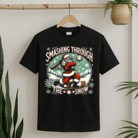 Baseball Player Christmas Santa Smashing Through The Snow  T-Shirt