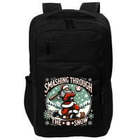Baseball Player Christmas Santa Smashing Through The Snow  Impact Tech Backpack