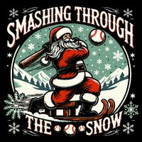 Baseball Player Christmas Santa Smashing Through The Snow  Bucket Hat