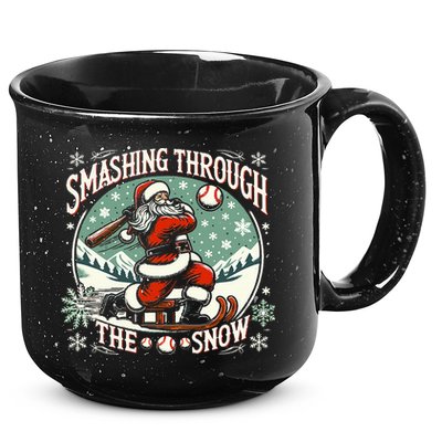Baseball Player Christmas Santa Smashing Through The Snow  15oz Campfire Ceramic Mug