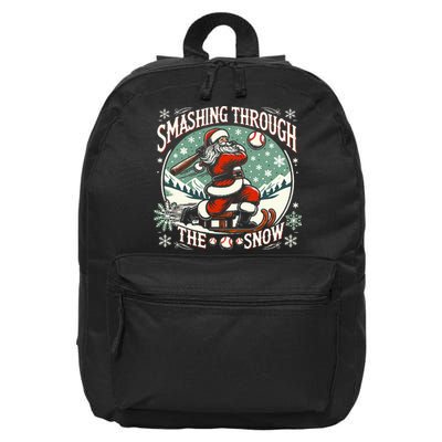 Baseball Player Christmas Santa Smashing Through The Snow  16 in Basic Backpack