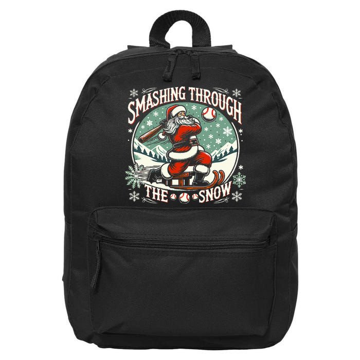 Baseball Player Christmas Santa Smashing Through The Snow  16 in Basic Backpack