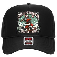 Baseball Player Christmas Santa Smashing Through The Snow  Hat