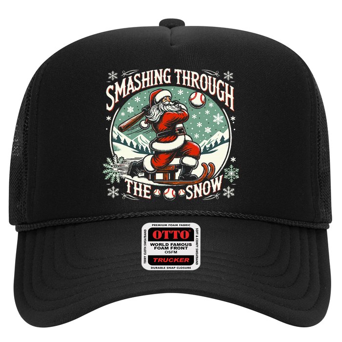 Baseball Player Christmas Santa Smashing Through The Snow  Hat