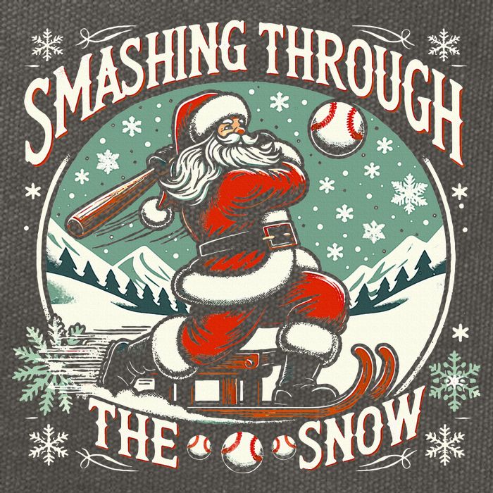 Baseball Player Christmas Santa Smashing Through The Snow  Cotton Canvas Backpack