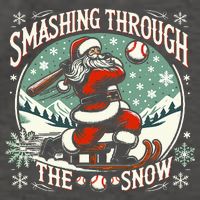 Baseball Player Christmas Santa Smashing Through The Snow  Vector Backpack