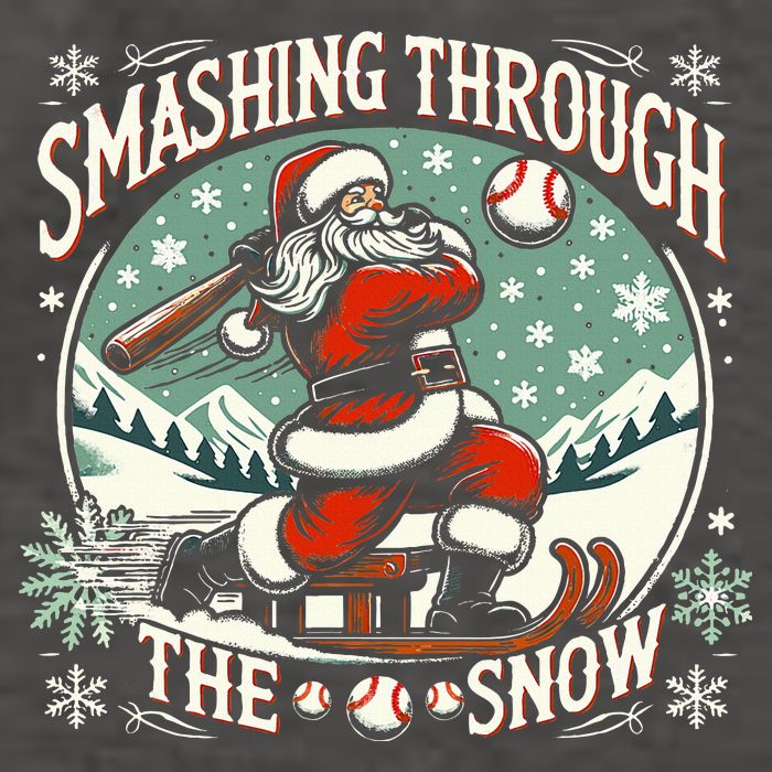Baseball Player Christmas Santa Smashing Through The Snow  Vector Backpack