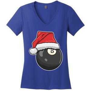 Billiards Player Christmas Costume Pool Funny Gift Women's V-Neck T-Shirt