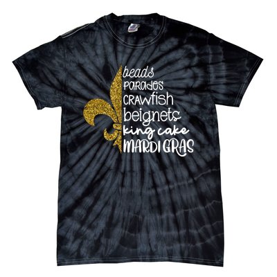 Beads Parades Crawfish Beignets King Cake Mardi Gras Tie-Dye T-Shirt