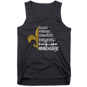 Beads Parades Crawfish Beignets King Cake Mardi Gras Tank Top