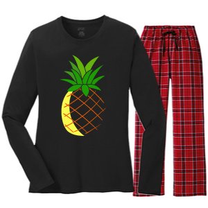 Big Pineapple Costume Cute Easy Fruit Halloween Gift Women's Long Sleeve Flannel Pajama Set 