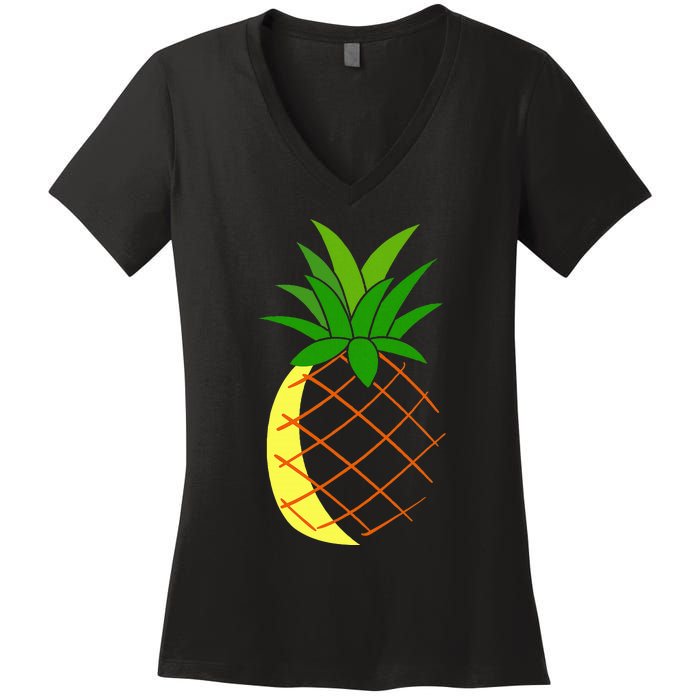 Big Pineapple Costume Cute Easy Fruit Halloween Gift Women's V-Neck T-Shirt