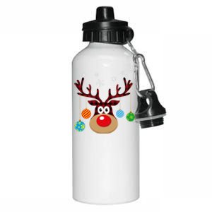 Buffalo Plaid Cute Reindeer Christmas Ornats Snowflakes Gift Aluminum Water Bottle