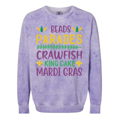 Beads Parades Crawfish King Cake Mardi Gras Colorblast Crewneck Sweatshirt