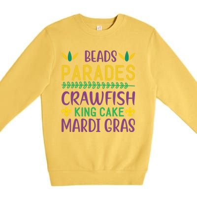 Beads Parades Crawfish King Cake Mardi Gras Premium Crewneck Sweatshirt