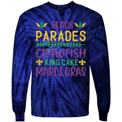 Beads Parades Crawfish King Cake Mardi Gras Tie-Dye Long Sleeve Shirt