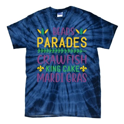 Beads Parades Crawfish King Cake Mardi Gras Tie-Dye T-Shirt