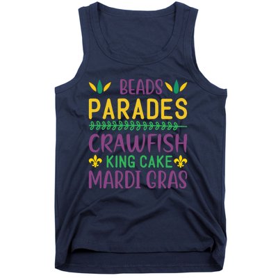 Beads Parades Crawfish King Cake Mardi Gras Tank Top