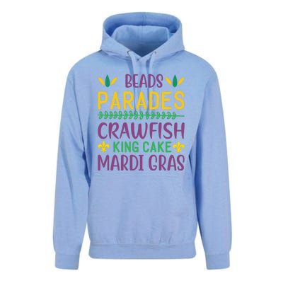 Beads Parades Crawfish King Cake Mardi Gras Unisex Surf Hoodie