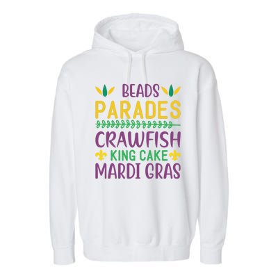 Beads Parades Crawfish King Cake Mardi Gras Garment-Dyed Fleece Hoodie