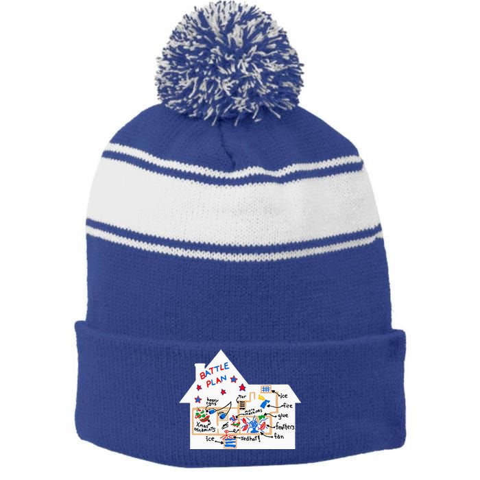 Battle Plan Christmas Home Hand Dawn Alone Xmas Stripe Pom Pom Beanie