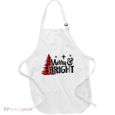 Buffalo Plaid Christmas Tree Merry And Bright Full-Length Apron With Pockets