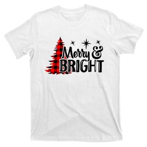 Buffalo Plaid Christmas Tree Merry And Bright T-Shirt