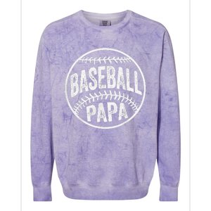 Baseball Papa Coach Fathers Day Colorblast Crewneck Sweatshirt