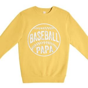 Baseball Papa Coach Fathers Day Premium Crewneck Sweatshirt