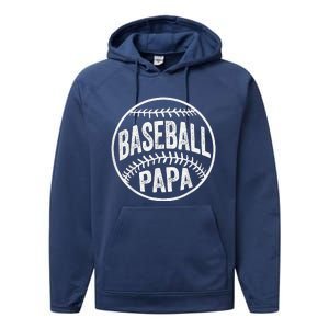 Baseball Papa Coach Fathers Day Performance Fleece Hoodie