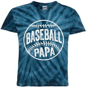 Baseball Papa Coach Fathers Day Kids Tie-Dye T-Shirt