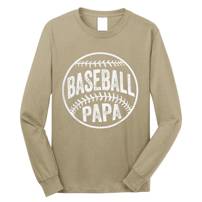 Baseball Papa Coach Fathers Day Long Sleeve Shirt