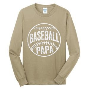 Baseball Papa Coach Fathers Day Tall Long Sleeve T-Shirt