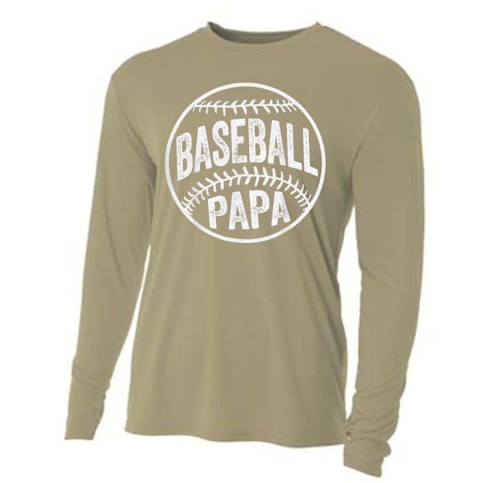 Baseball Papa Coach Fathers Day Cooling Performance Long Sleeve Crew