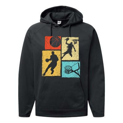 Basketball Players Colorful Ball Hoop Sports Lover Performance Fleece Hoodie