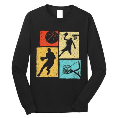 Basketball Players Colorful Ball Hoop Sports Lover Long Sleeve Shirt