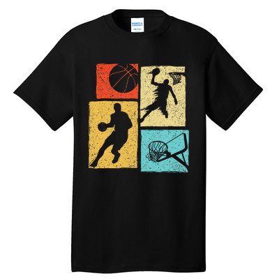 Basketball Players Colorful Ball Hoop Sports Lover Tall T-Shirt