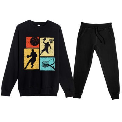 Basketball Players Colorful Ball Hoop Sports Lover Premium Crewneck Sweatsuit Set