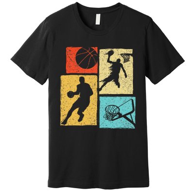 Basketball Players Colorful Ball Hoop Sports Lover Premium T-Shirt