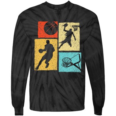 Basketball Players Colorful Ball Hoop Sports Lover Tie-Dye Long Sleeve Shirt