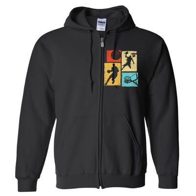 Basketball Players Colorful Ball Hoop Sports Lover Full Zip Hoodie