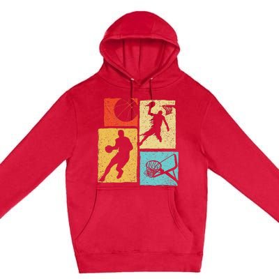 Basketball Players Colorful Ball Hoop Sports Lover Premium Pullover Hoodie