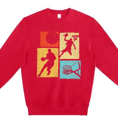 Basketball Players Colorful Ball Hoop Sports Lover Premium Crewneck Sweatshirt