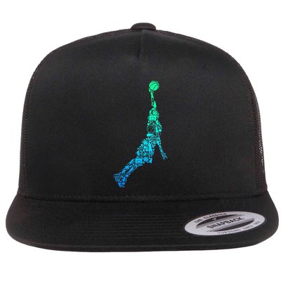 Basketball Player Coach Dunking Flat Bill Trucker Hat