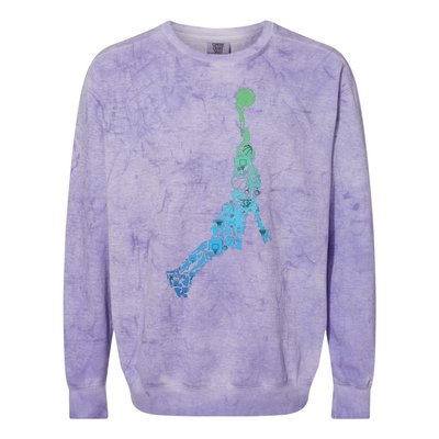 Basketball Player Coach Dunking Colorblast Crewneck Sweatshirt