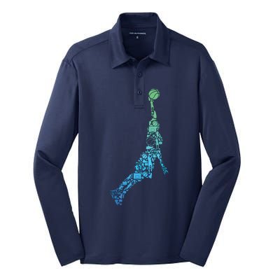 Basketball Player Coach Dunking Silk Touch Performance Long Sleeve Polo