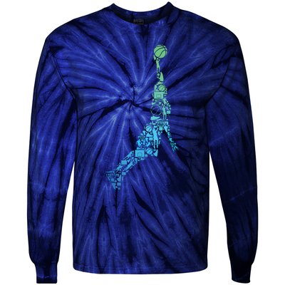 Basketball Player Coach Dunking Tie-Dye Long Sleeve Shirt