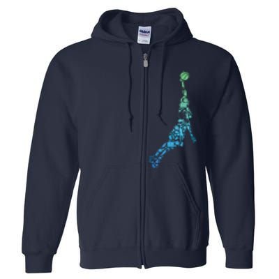 Basketball Player Coach Dunking Full Zip Hoodie