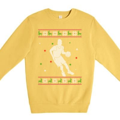 Basketball Player Christmas Cool Ugly Xmas Santa Basketball Funny Gift Premium Crewneck Sweatshirt