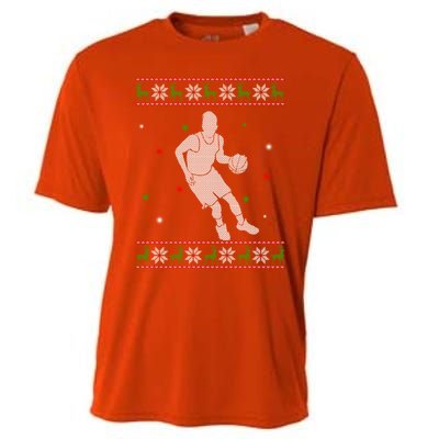 Basketball Player Christmas Cool Ugly Xmas Santa Basketball Funny Gift Cooling Performance Crew T-Shirt